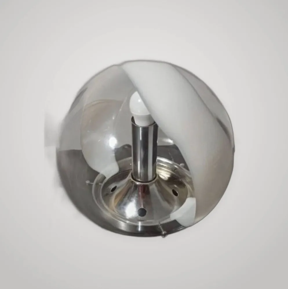 Lampe de table vintage en chrome et verre de Murano par Carlo Nason pour Ma