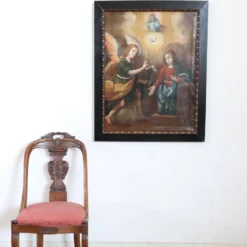 L'Annonciation, Italie, 17ème siècle, peinture à l'huile antique sur toile