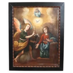 L'Annonciation, Italie, 17ème siècle, peinture à l'huile antique sur toile