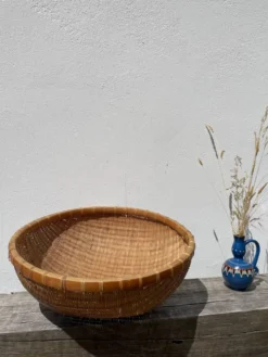 Large panière ronde en rotin