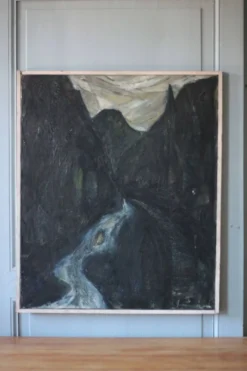 La Vallée - Huile expressionniste japonaise, Fukuoka, années 1950