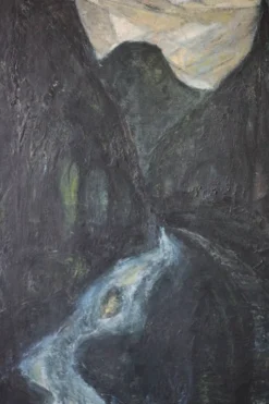 La Vallée - Huile expressionniste japonaise, Fukuoka, années 1950