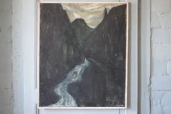 La Vallée - Huile expressionniste japonaise, Fukuoka, années 1950