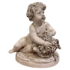 Lebrun : Putti en terre cuite émaillée