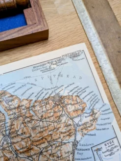 Île de Wight, Angleterre, plan original imprimé en 1913.