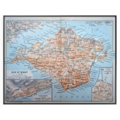 Île de Wight, Angleterre, plan original imprimé en 1913.