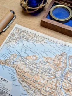 Île de Wight, Angleterre, plan original imprimé en 1913.