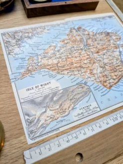 Île de Wight, Angleterre, plan original imprimé en 1913.
