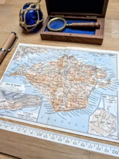 Île de Wight, Angleterre, plan original imprimé en 1913.