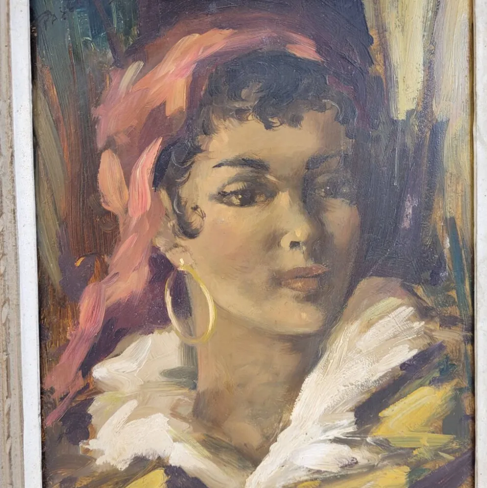 Óleo sobre tabla “Gitana”, 40’s - Francia