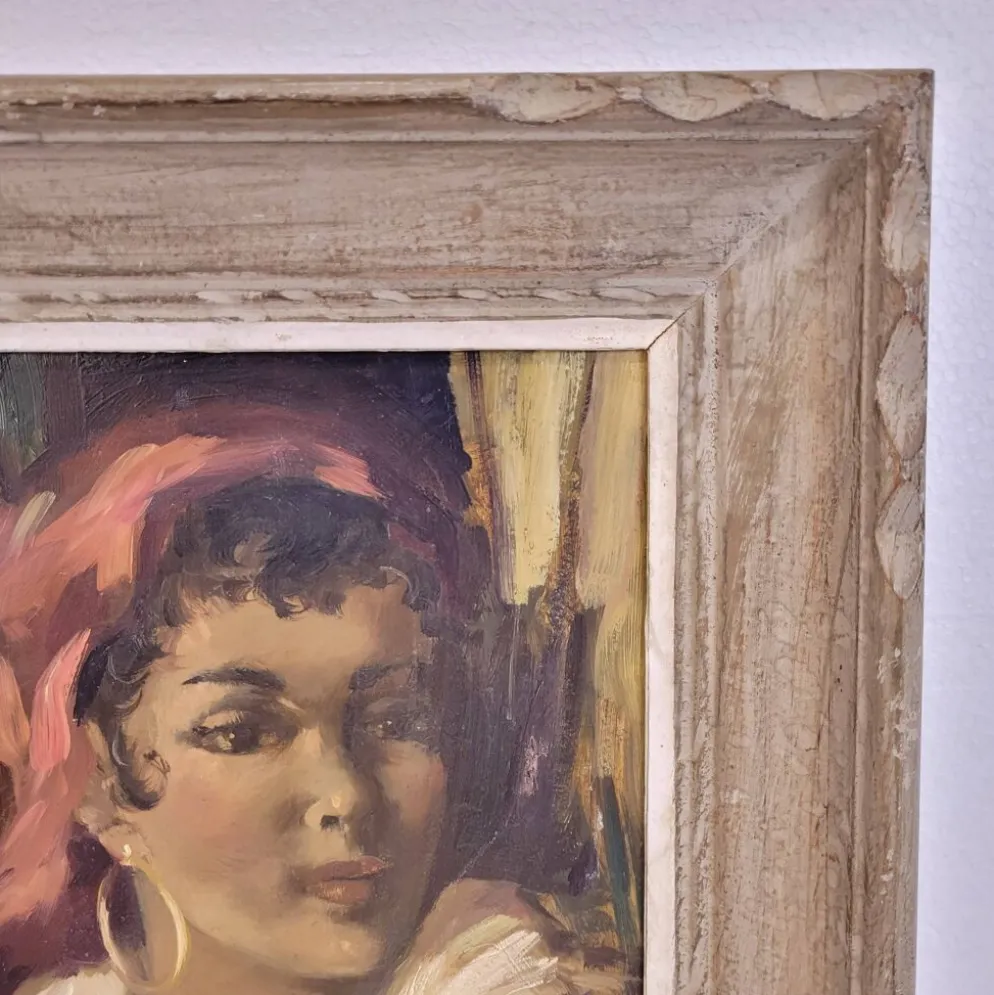 Óleo sobre tabla “Gitana”, 40’s - Francia