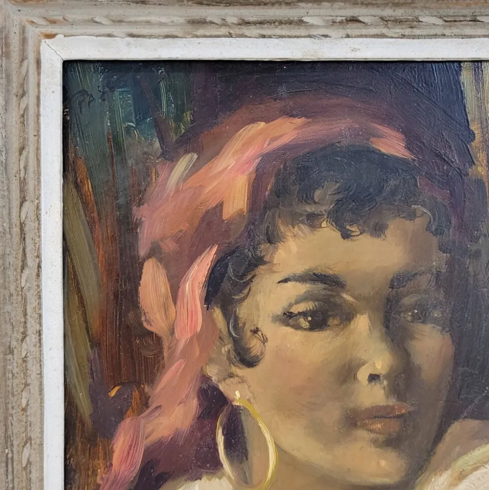 Óleo sobre tabla “Gitana”, 40’s - Francia