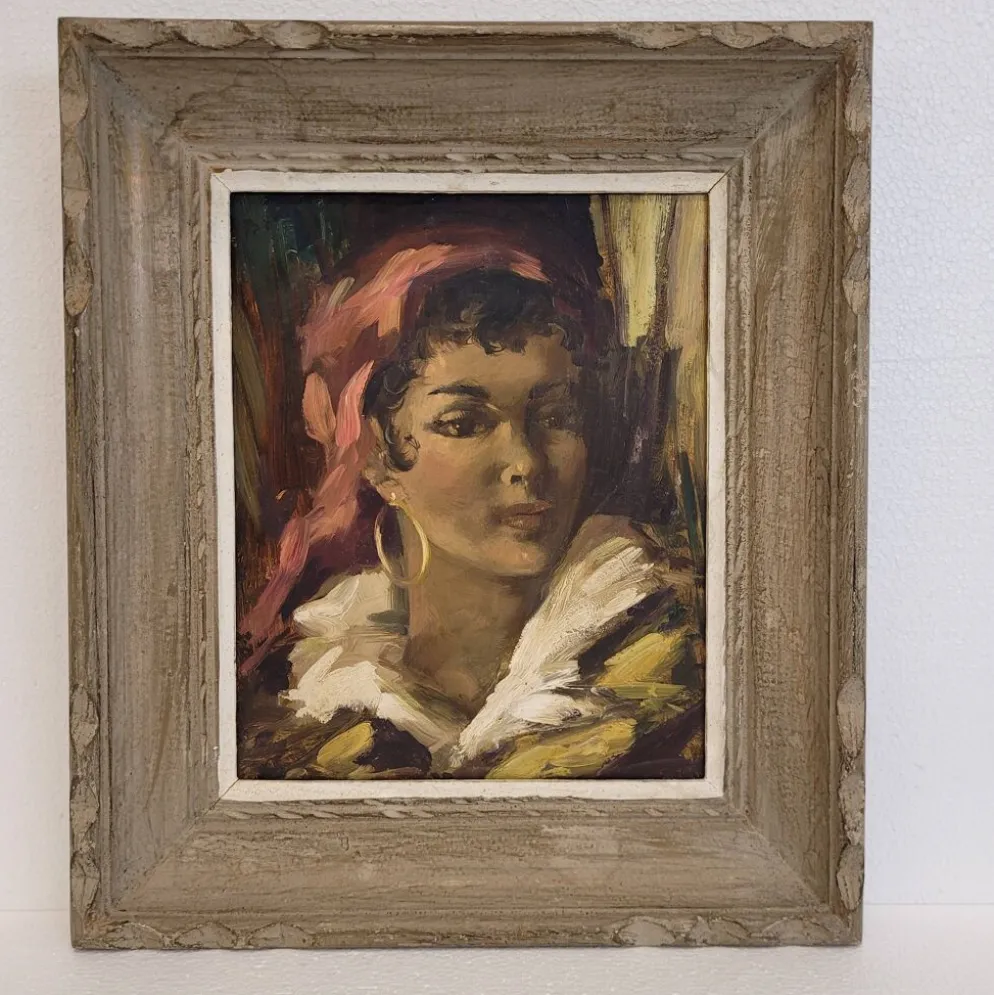 Óleo sobre tabla “Gitana”, 40’s - Francia