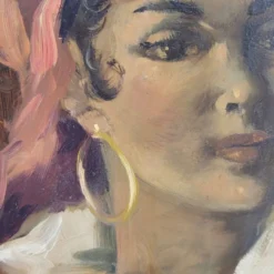 Óleo sobre tabla “Gitana”, 40’s - Francia