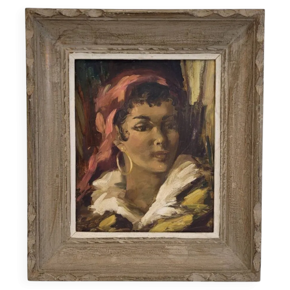 Óleo sobre tabla “Gitana”, 40’s - Francia