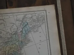 Les États-Unis, carte imprimée en 1879. Vintage Authentique.