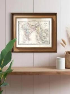 L'Inde, carte imprimée en 1852. Vintage Authentique. 29.5x24cm