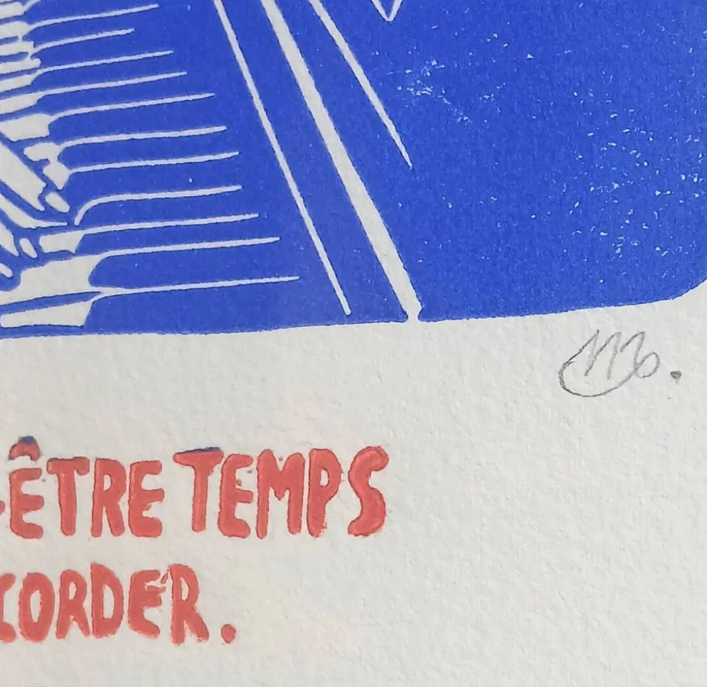 Linogravure Noémie Mahieux signée & encadrée.