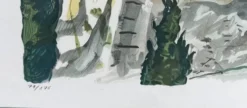 Lithographie de Yves Brayer village du Lubéron