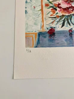 Lithographie (EA) signée Michel Henry - Bouquet à la fenêtre