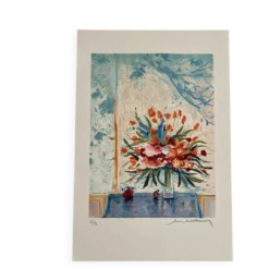 Lithographie (EA) signée Michel Henry - Bouquet à la fenêtre