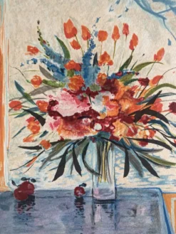 Lithographie (EA) signée Michel Henry - Bouquet à la fenêtre