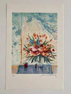 Lithographie (EA) signée Michel Henry - Bouquet à la fenêtre