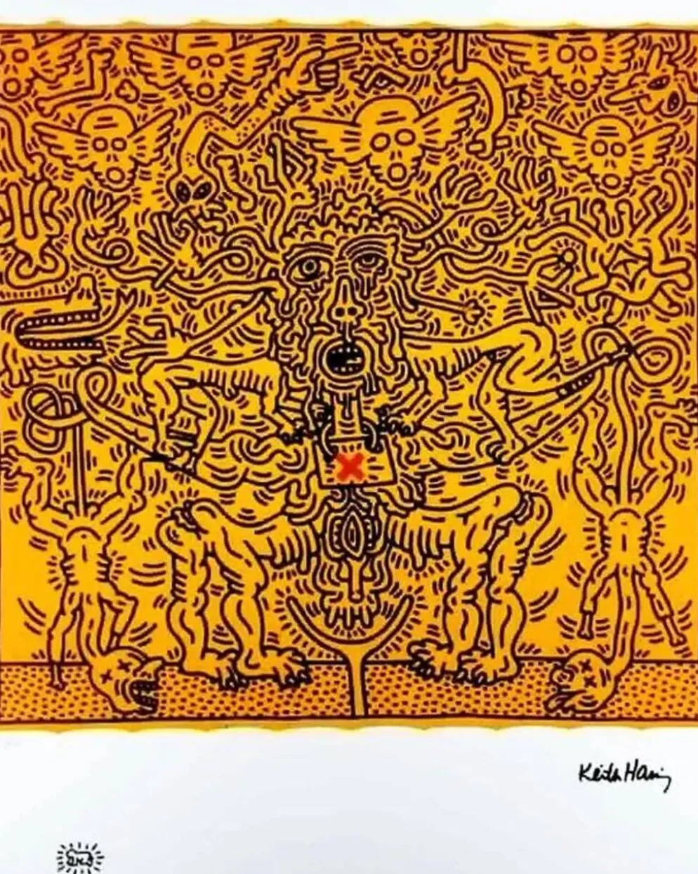Lithographie en édition limitée de Keith Haring des années 1990