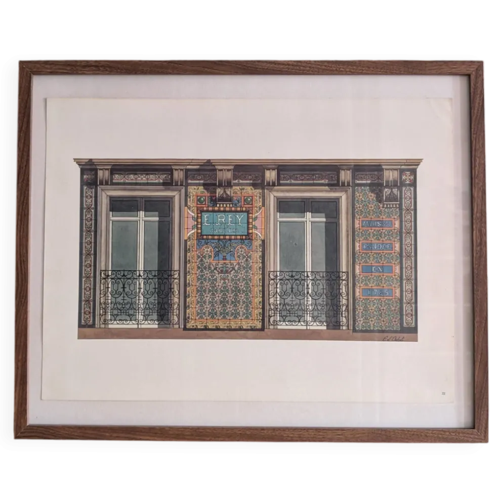 Lithographie "E. Rey Joaillier" – Catherine d'Ortoli