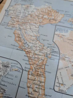 L'île de Corfou, plan original imprimé en 1910.