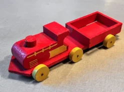 Locomotive et son tender en bois, jouet ancien