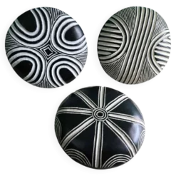 Lot de 3 Boucliers Africains Bamiléké Traditionnels