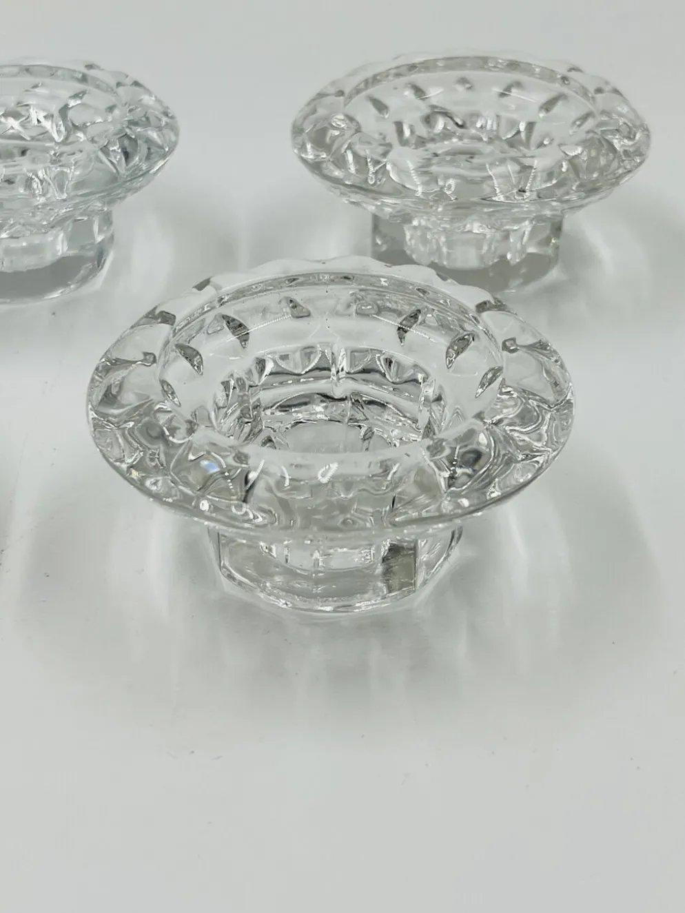 Lot de 4 Bougeoirs Cristal Ciselé Bolsius France 70s