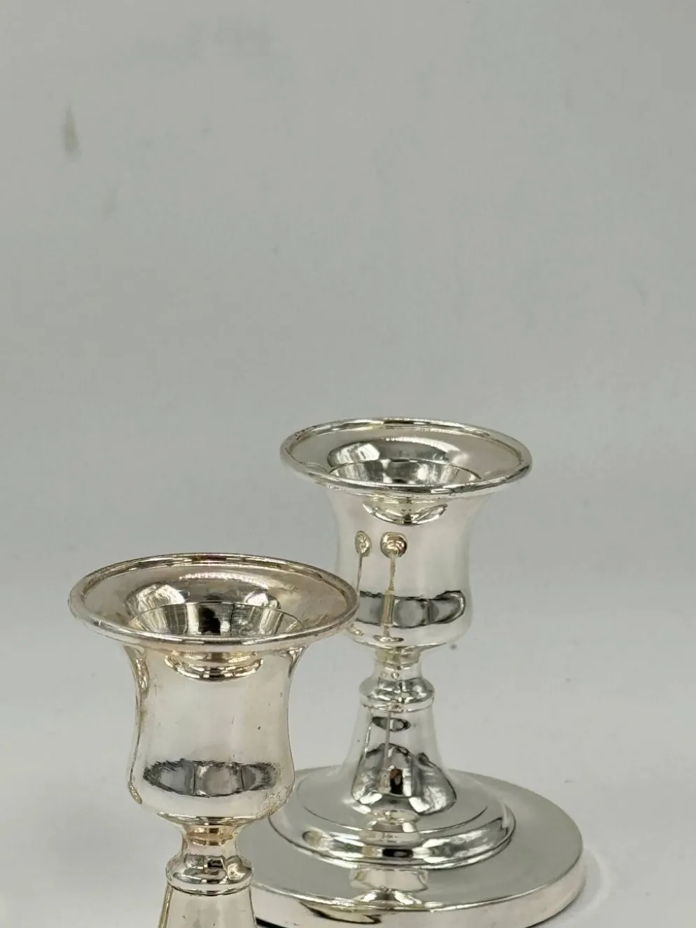 Lot de 3 bougeoirs vintage en métal argenté