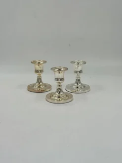 Lot de 3 bougeoirs vintage en métal argenté