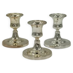 Lot de 3 bougeoirs vintage en métal argenté