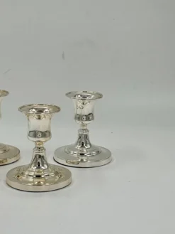 Lot de 3 bougeoirs vintage en métal argenté