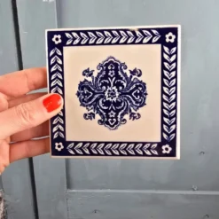 Lot de 6 carreaux anciens gien 11x11 cm – faïence bleu blanc décor vintage