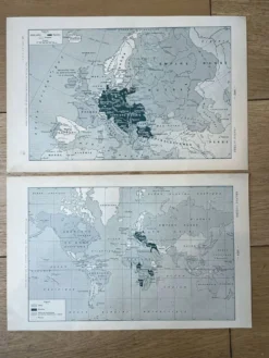 Lot de 2 cartes “Grande Guerre” - Europe et Planisphère 18x29cm