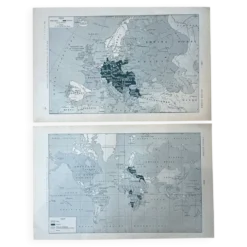 Lot de 2 cartes “Grande Guerre” - Europe et Planisphère 18x29cm