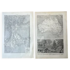 Lot de 2 cartes - Indes et Australie 20x29cm