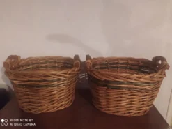 Lot de deux ancien panier en osier rotin