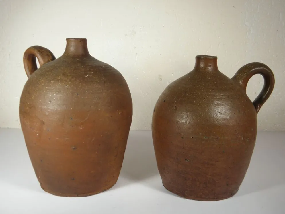 Lot de deux bonbonnes, cruches anciennes en gres