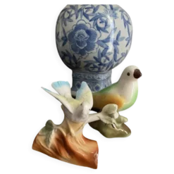 Lot de deux oiseaux en céramique