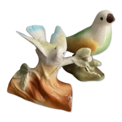 Lot de deux oiseaux en céramique