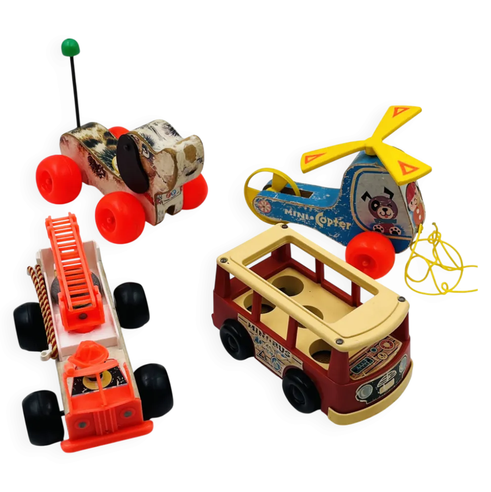 Lot de 4 jouets en bois Fisher-price années 60