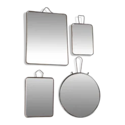 Lot de quatre miroirs de barbier rectangulaires et rond, années 50