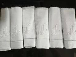 Lot de 6 serviettes anciennes brodées