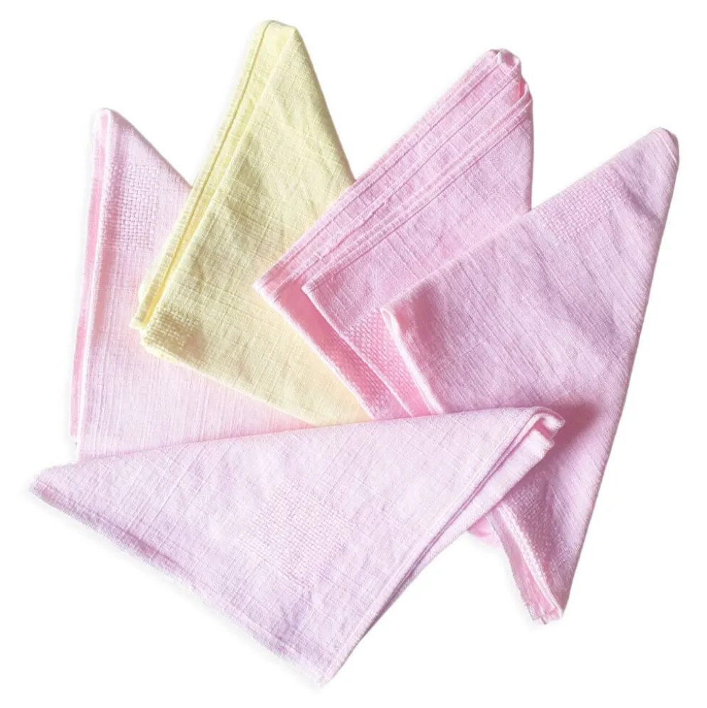 Lot de 5 serviettes anciennes teinte à la main