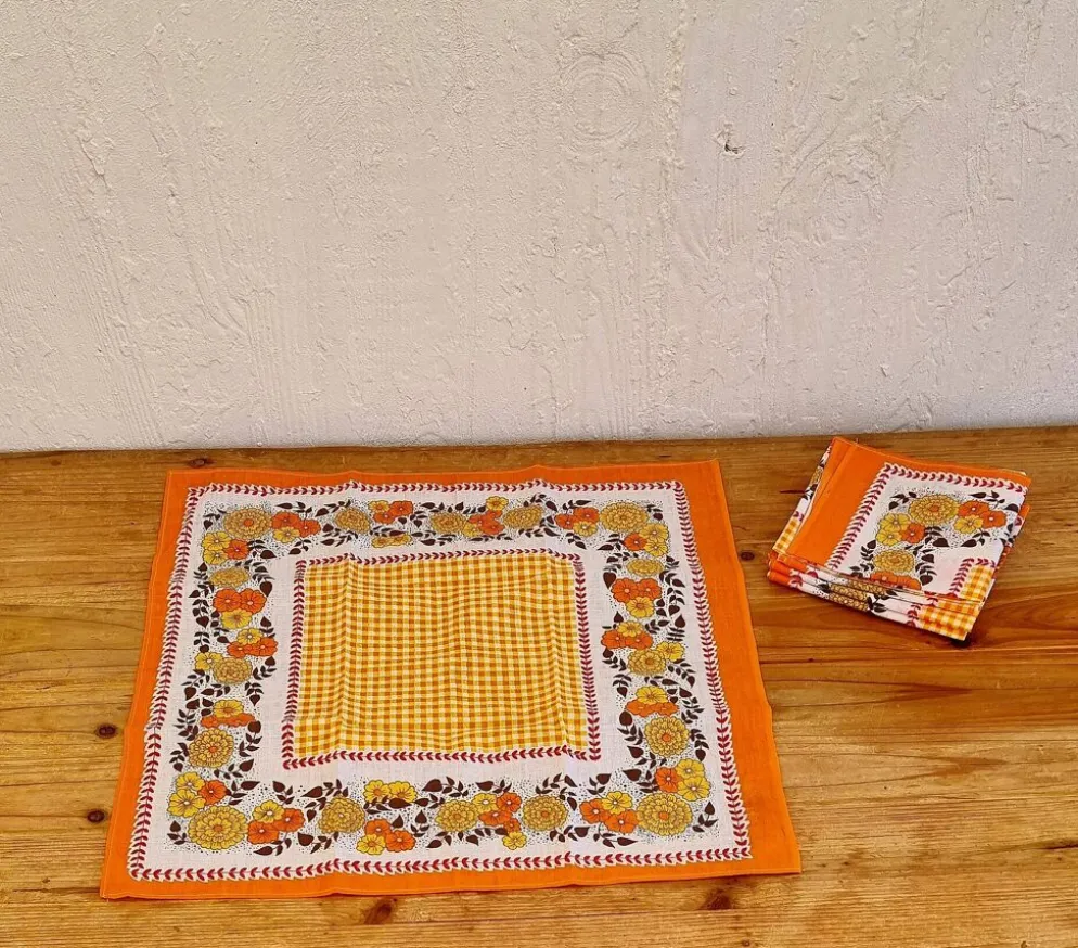 Lot de 5 serviettes de table seventies